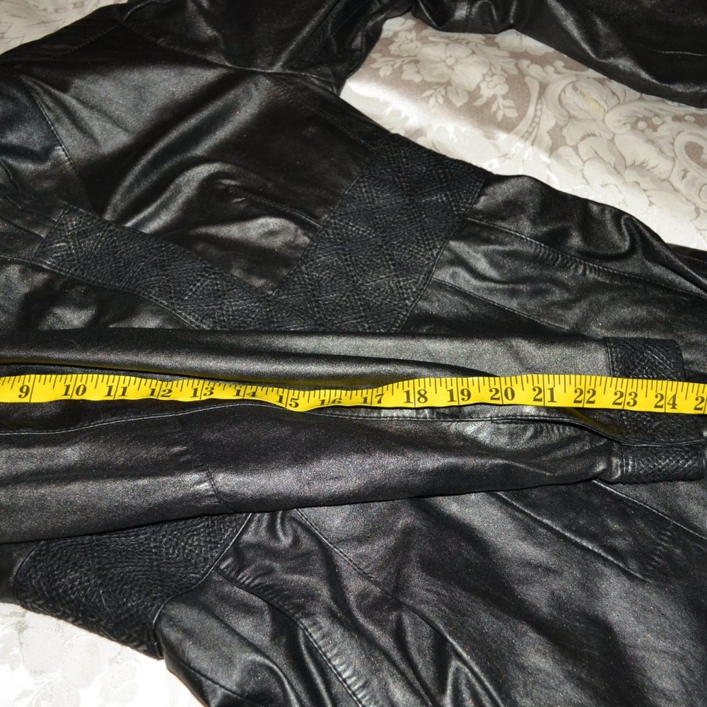 Vintage Gian Mori Black Leather Duster Jacket 42 8 - Picture 10 of 12